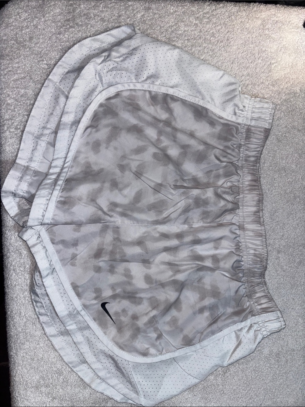 Nike Women's Light Gray Camo Athletic Shorts